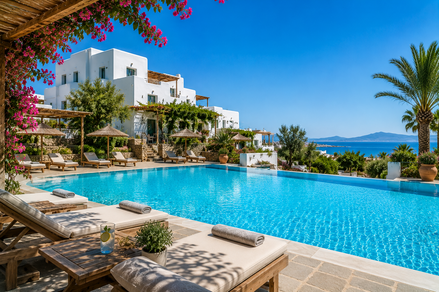 Luxury pool apartments in Naxos